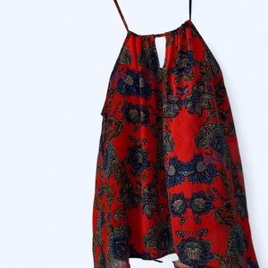 Orange and Blue Floral Sleeveless top Collective Concepts M